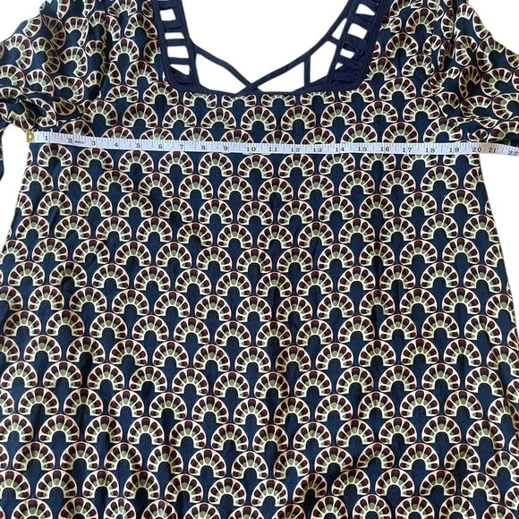 Entro Square Neckline Detail Patterned Dress Size Large - Picture 11 of 13